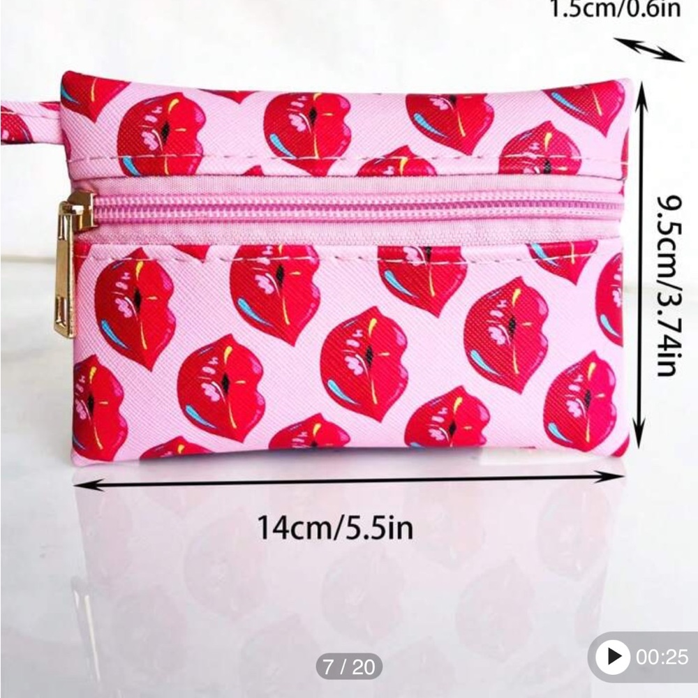 Pink and Red Lip Print Cosmetic Bag with Zipper*** looking for this bag !!!!!!